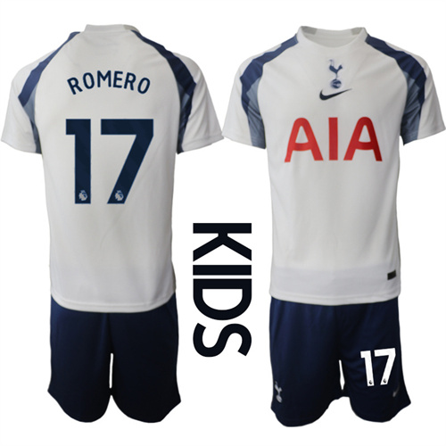 Youth Tottenham Hotspur #17 ROMERO 2025-26 home Kids Suit Soccer Jerseys