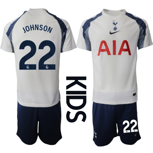 Youth Tottenham Hotspur #22 JOHNSON 2025-26 home Kids Suit Soccer Jerseys