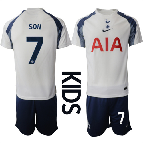 Youth Tottenham Hotspur #7 SON 2025-26 home Kids Suit Soccer Jerseys