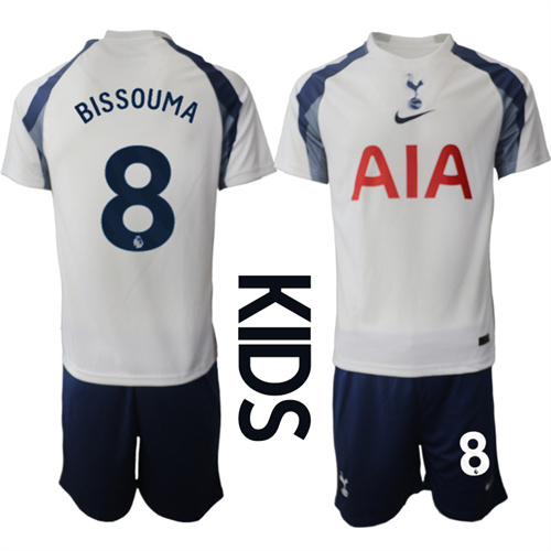 Youth Tottenham Hotspur #8 BISSOUMA 2025-26 home Kids Suit Soccer Jerseys