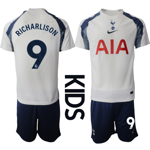 Youth Tottenham Hotspur #9 RICHARLISON 2025-26 home Kids Suit Soccer Jerseys