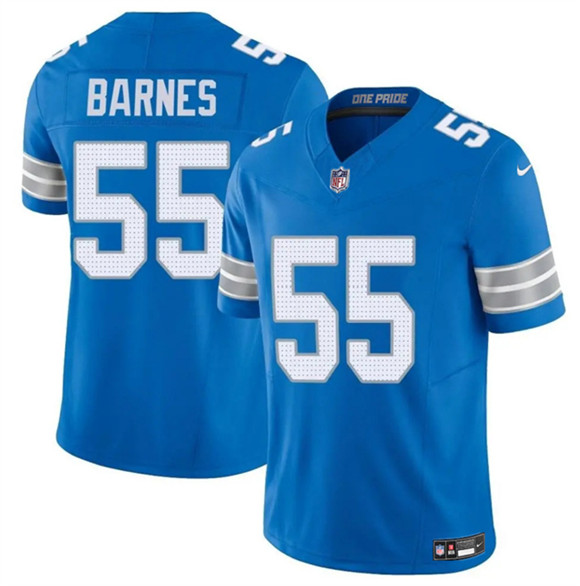 Men's Detroit Lions #55 Derrick Barnes Blue 2025 F.U.S.E. Vapor Limited Football Stitched Game Jersey