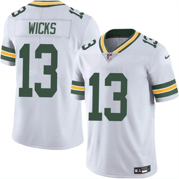 Men's Green Bay Packers #13 Dontayvion Wicks White 2025 Vapor Untouchable Limited Football Stitched Jersey