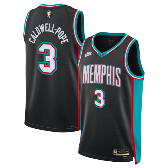 Men's Memphis Grizzlies #3 Kentavious Caldwell-Pope Black 2025 Classic Edition Stitched Basketball Jersey