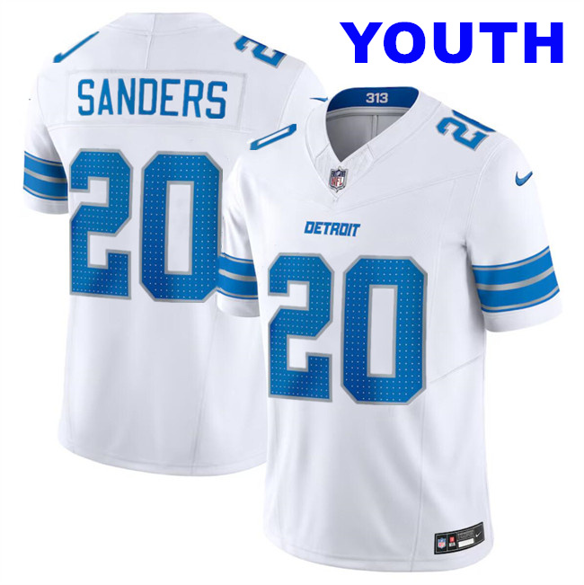 Youth Detroit Lions #20 Barry Sanders White F.U.S.E. Vapor Limited Football Stitched Jersey