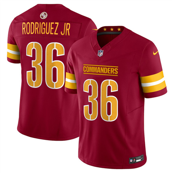 Men's Washington Commanders #36 Chris Rodriguez Jr Burgundy 2025 Draft F.U.S.E. Vapor Limited Football Stitched Jersey