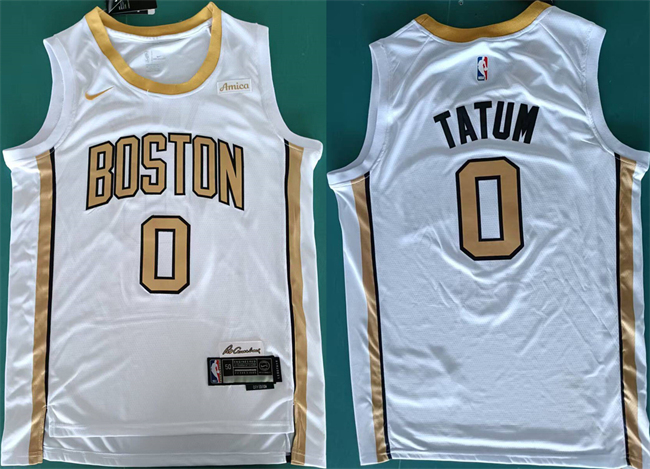 Men's Boston Celtics #0 Jayson Tatum White Stitched Basketball Jersey