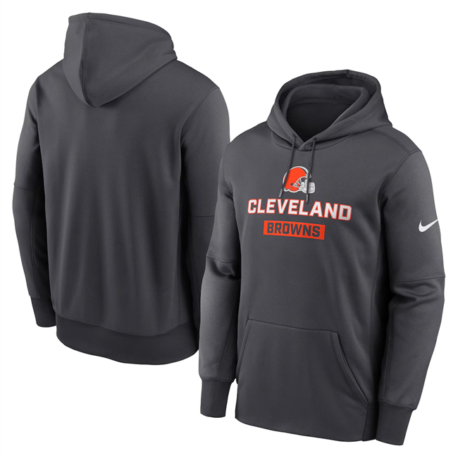 Men's Cleveland Browns Anthracite Toss Sweep Performance Pullover Hoodie