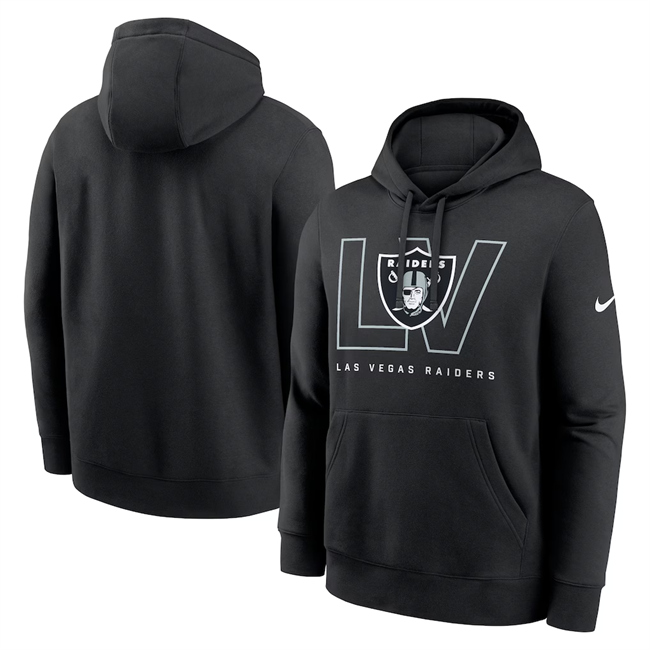 Men's Las Vegas Raiders Black Busted Play Club Fleece Pullover Hoodie