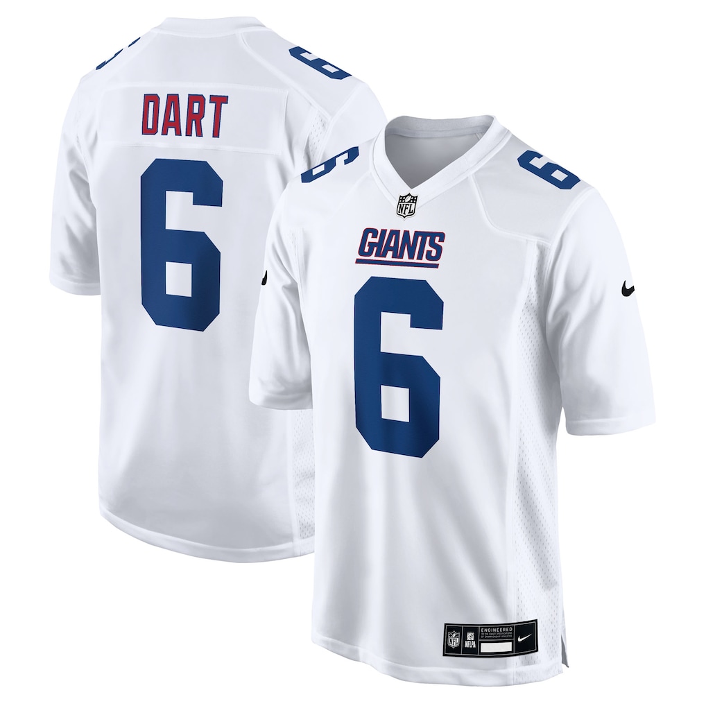 Men's New York Giants #6 Jaxson Dart Tundra White New York Giants Fashion Game Nike Jersey
