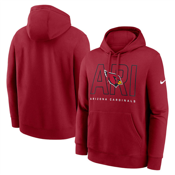 Men's Arizona Cardinals Cardinal Busted Play Club Fleece Pullover Hoodie