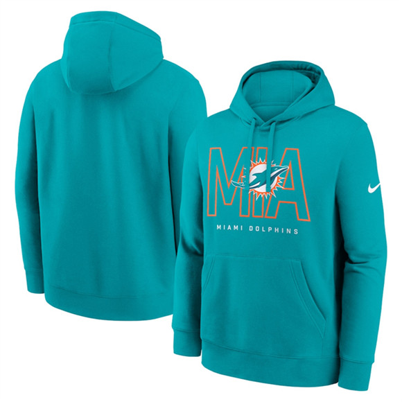 Men's Miami Dolphins Aqua Busted Play Club Fleece Pullover Hoodie