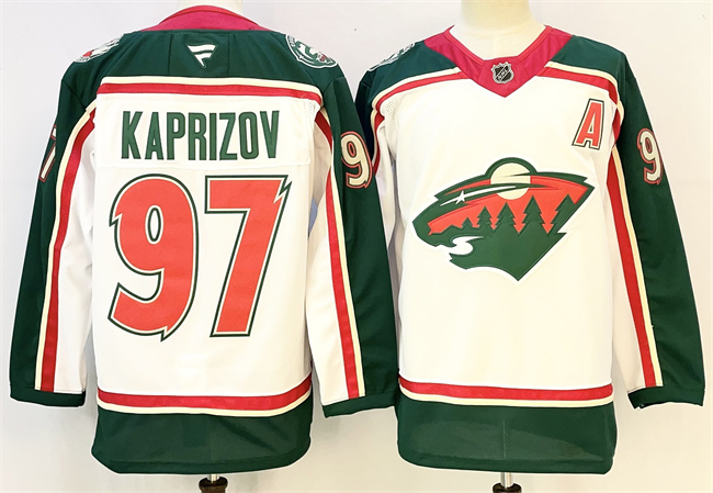 Men's Minnesota Wild #97 Kirill Kaprizov White 2025 With A Patch 25th Anniversary Stitched Hockey Jersey