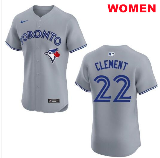 Women Toronto Blue Jays #22 Ernie Clement Gray Mlb Jersey