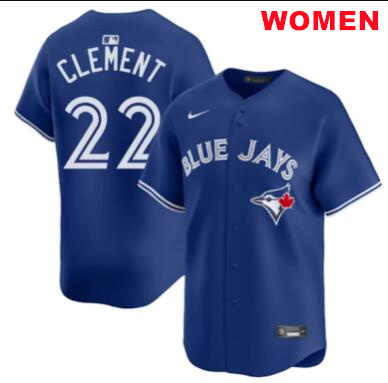 Women Toronto Blue Jays #22 Ernie Clement blue Mlb Jersey