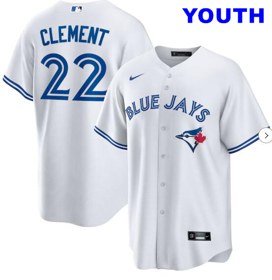 Youth Toronto Blue Jays #22 Ernie Clement Nike White Home Replica Jersey