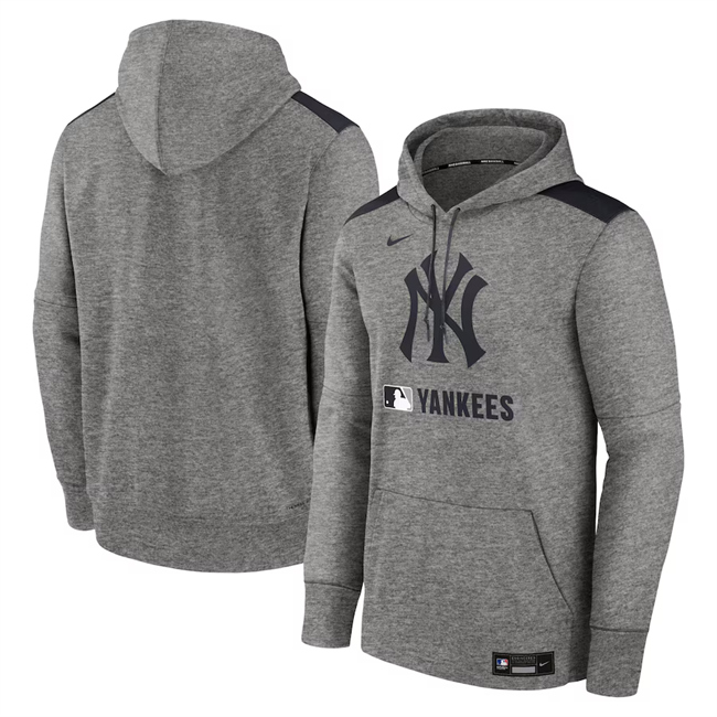 Men's New York Yankees Heather Charcoal Collection Performance Pullover Hoodie