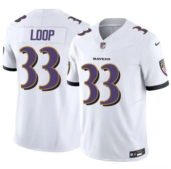 Men's Baltimore Ravens #33 Tyler Loop White 2025 F.U.S.E. Vapor Limited Football Jersey
