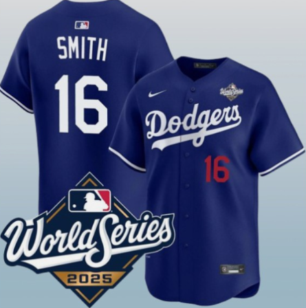 Men's Los Angeles Dodgers #16 Will Smith Royal 2025 World Series Limited Stitched Baseball Jersey