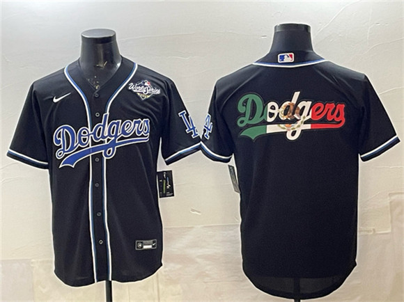 Men's Los Angeles Dodgers Team Big Logo Black Fashion 2025 World Series Cool Base Stitched Baseball Jersey