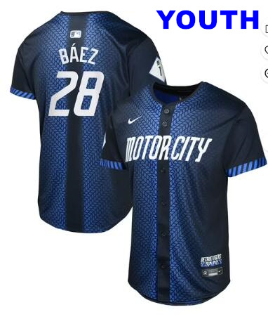 Youth Nike Javier Baez Navy Detroit Tigers #28 2024 City Connect Limited Jersey