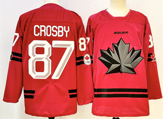 Men's Canada Hockey #87 Sidney Crosby 2026 Olympics Red 2026 Stitched Jersey