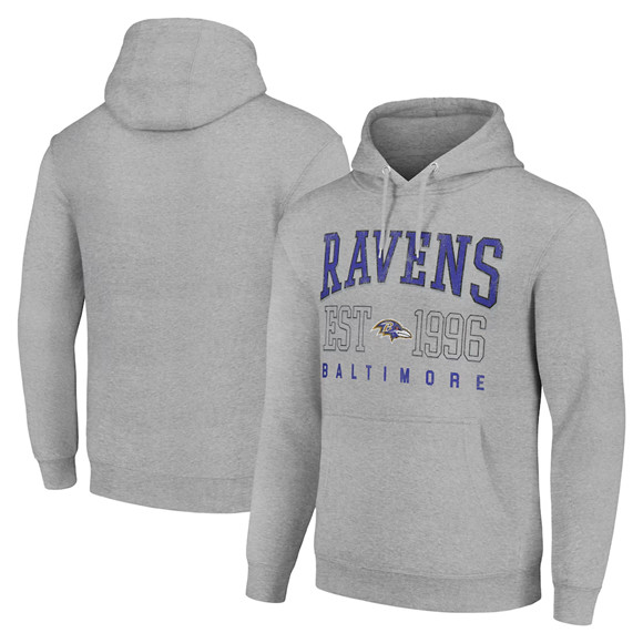 Men's Baltimore Ravens Gray Throwback Logo Pullover Hoodie