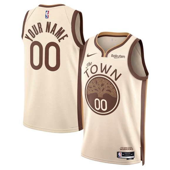 Men's Golden State Warriors Active Player Custom Tan 2025-26 City Edition Stitched Basketball Jersey