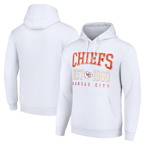 Men's Kansas City Chiefs White Throwback Logo Pullover Hoodie