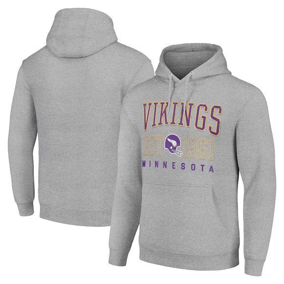 Men's Minnesota Vikings Gray Throwback Logo Pullover Hoodie