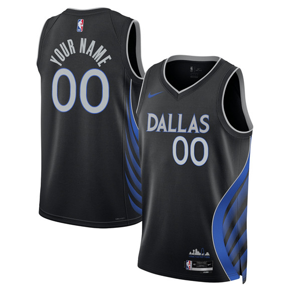 Men's Dallas Mavericks Active Player Custom Black 2025-26 City Edition Stitched Basketball Jersey