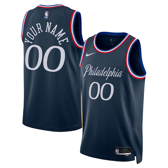 Men's Philadelphia 76ers Active Player Custom Navy 2025-26 City Edition Swingman Stitched Jersey