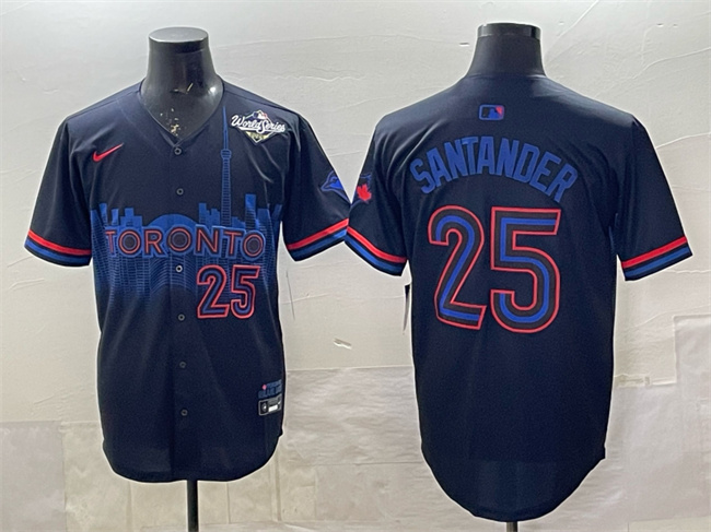 Men's Toronto Blue Jays #25 Anthony Santander Navy 2025 World Series City Connect Limited Stitched Baseball Jersey