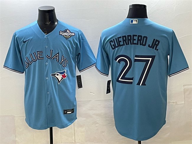 Men's Toronto Blue Jays #27 Vladimir Guerrero Jr. Blue 2025 World Series Cool Base Stitched Baseball Jersey