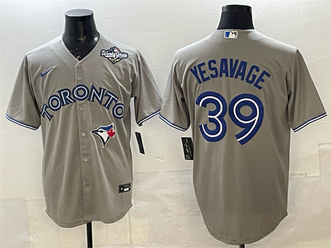 Men's Toronto Blue Jays #39 Trey Yesavage Gray 2025 World Series Cool Base Stitched Baseball Jersey