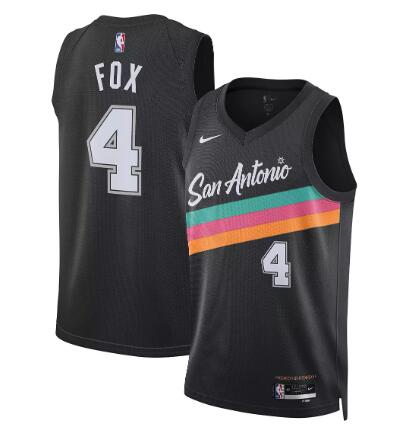 Men's Nike 2025-26 City Edition San Antonio Spurs De'Aaron Fox #4 Adult Swingman Jersey