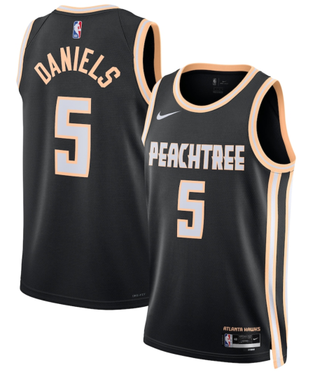 Men's Atlanta Hawks #5 Dyson Daniels Black 2025-26 City Edition Swingman Stitched Jersey