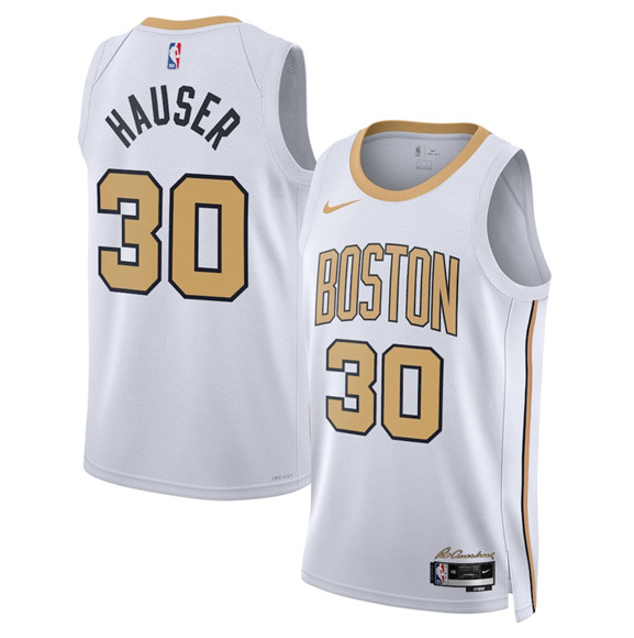 Men's Boston Celtics #30 Sam Hauser White 2025-26 City Edition Swingman Stitched Basketball Jersey