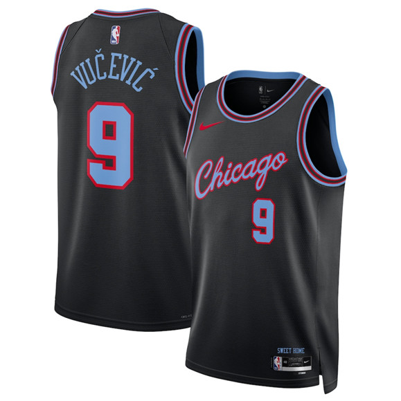 Men's Chicago Bulls #9 Nikola Vucevic Black 2025-26 City Edition Swingman Stitched Basketball Jersey