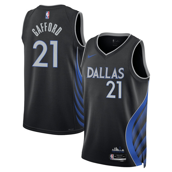 Men's Dallas Mavericks #21 Daniel Gafford Black 2025-26 City Edition Stitched Basketball Jersey