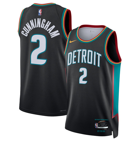 Men's Detroit Pistons #2 Cade Cunningham Cade Cunningham Black 2025-26 City Edition Stitched Basketball Jersey