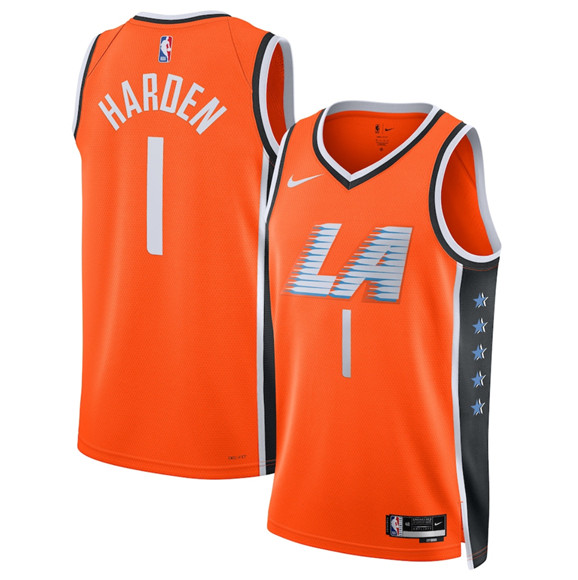 Men's Los Angeles Clippers #1 James Harden Orange 2025-26 City Edition Swingman Stitched Jersey