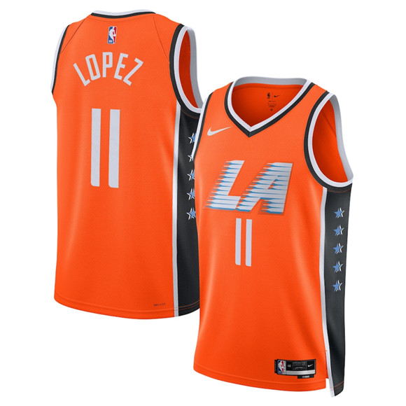 Men's Los Angeles Clippers #11 Brook Lopez Orange 2025-26 City Edition Swingman Stitched Jersey