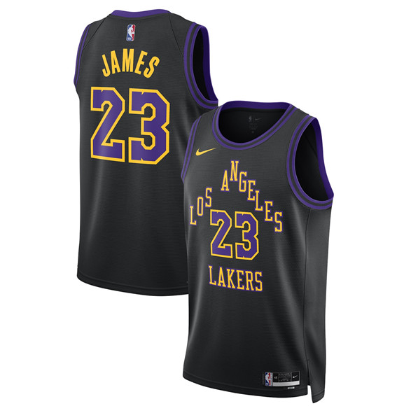 Men's Los Angeles Lakers #23 LeBron James Black 2025-26 City Edition Stitched Basketball Jersey