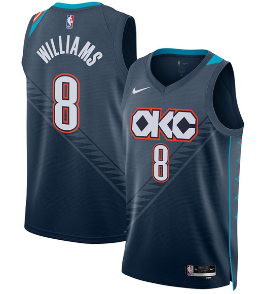 Men's Oklahoma City Thunder #8 Jalen Williams Navy 2025-26 City Edition Swingman Stitched Basketball Jersey