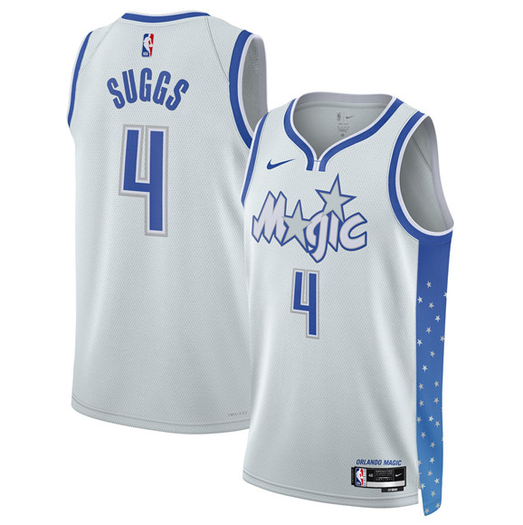 Men's Orlando Magic #4 Jalen Suggs Silver 2025-26 City Edition Stitched Basketball Jersey
