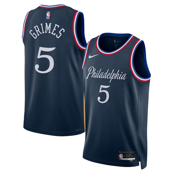 Men's Philadelphia 76ers #5 Quentin Grimes Navy 2025-26 City Edition Swingman Stitched Jersey
