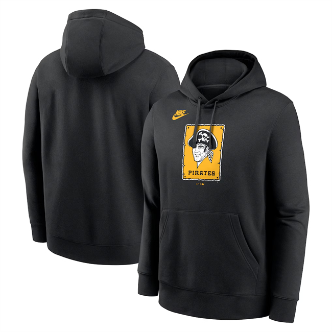 Men's Pittsburgh Pirates Black Cooperstown Collection Logo Club Pullover Hoodie