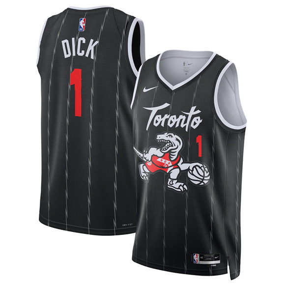 Men's Toronto Raptors #1 Gradey Dick Black 2025-26 City Edition Stitched Basketball Jersey