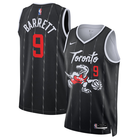 Men's Toronto Raptors #9 RJ Barrett Black 2025-26 City Edition Stitched Basketball Jersey